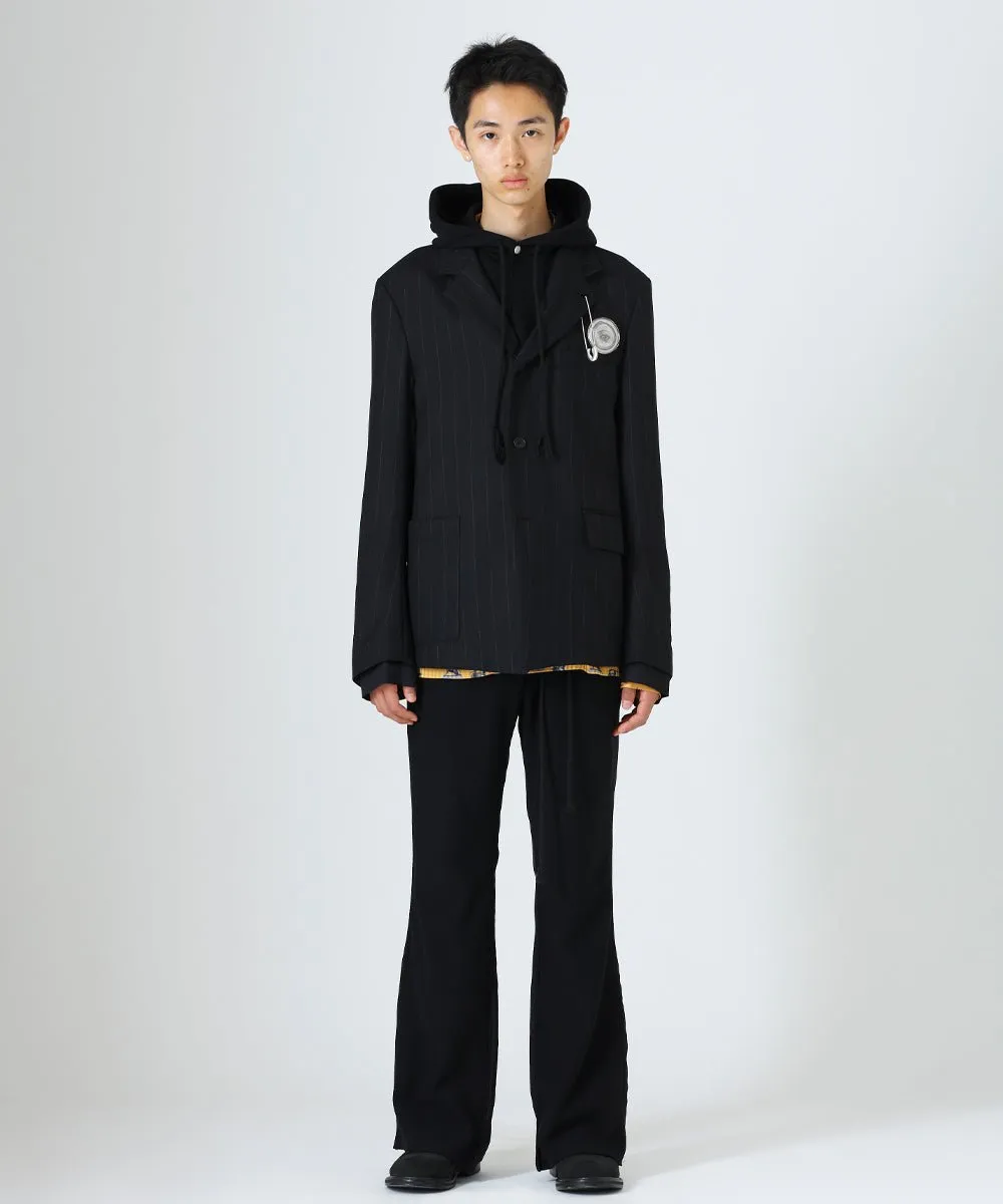 【60%OFF】Docking flared trousers - BLACK