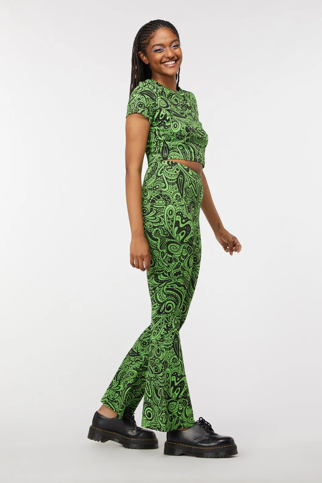 Acid Paisley Jersey Flares