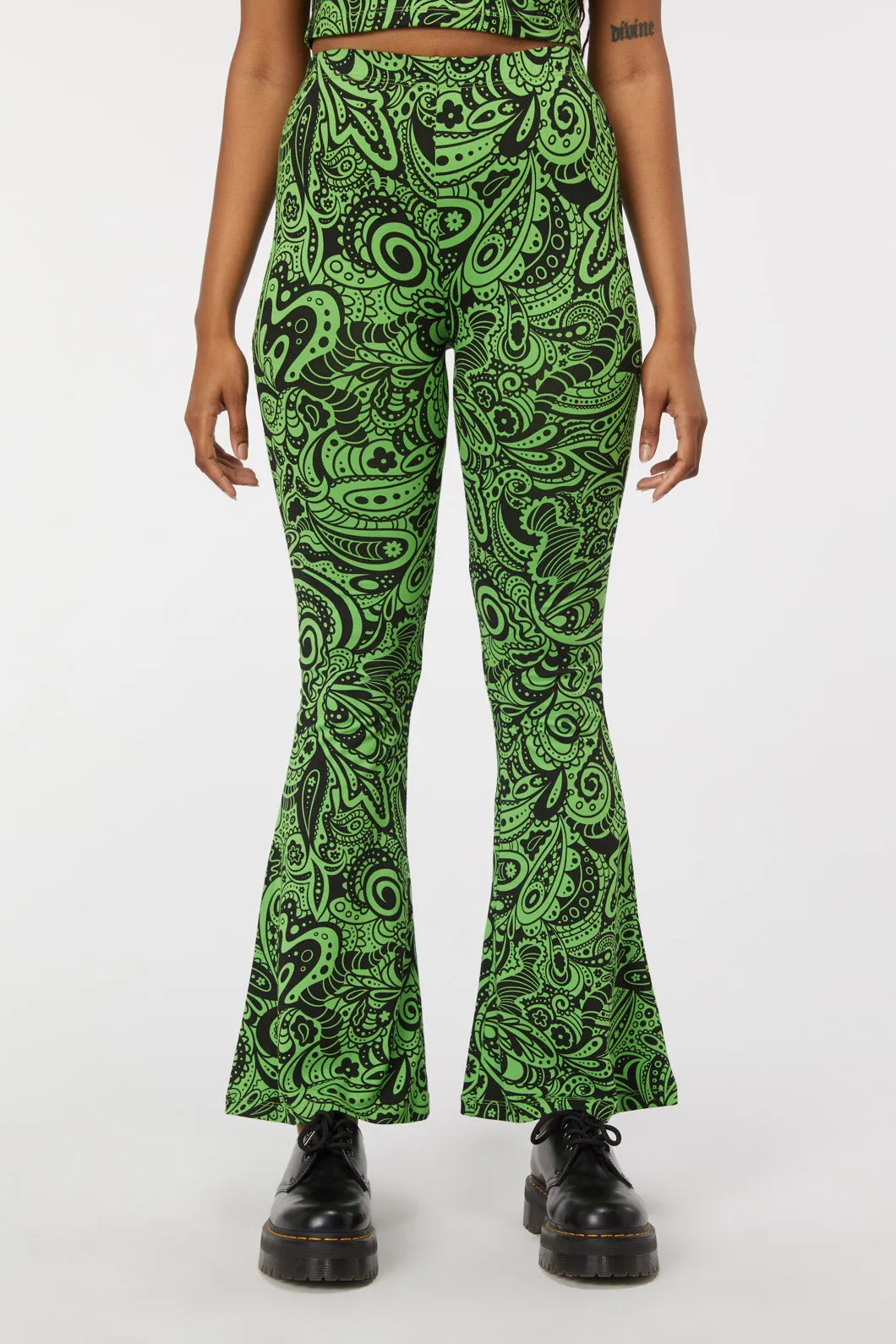 Acid Paisley Jersey Flares