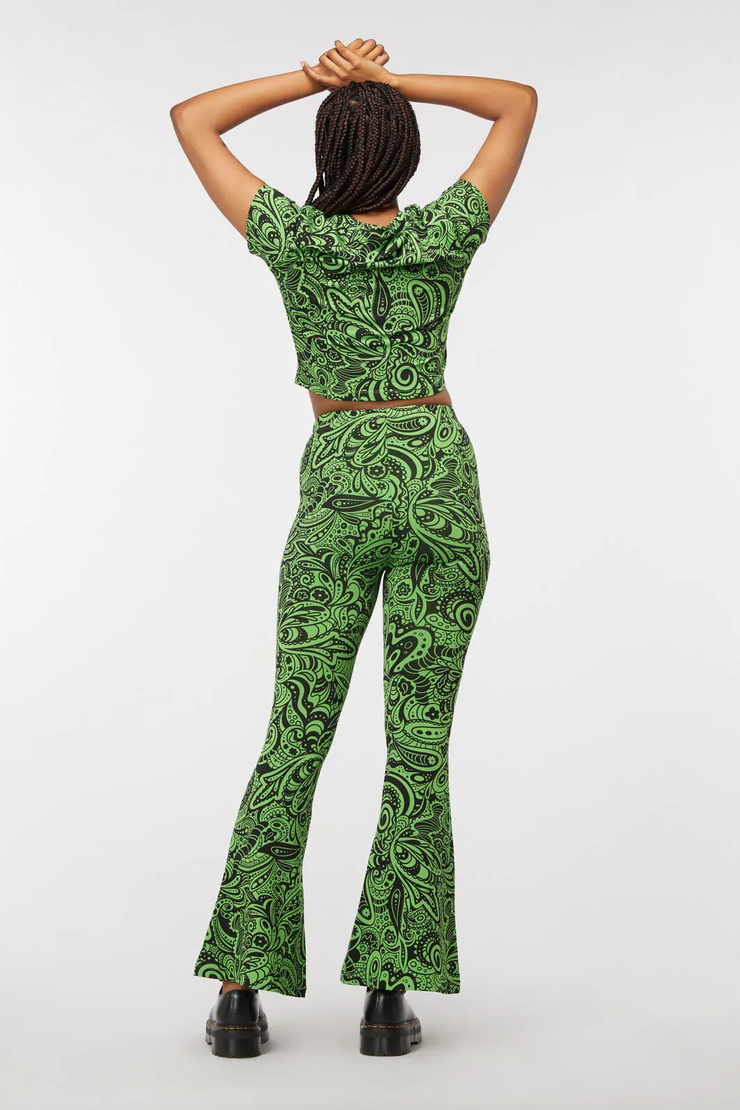 Acid Paisley Jersey Flares