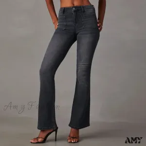 Amy Fashion - 2024 High Stretch Flare Women Boot Cut Fashion Slim Denim Flare Pants Autumn Winter Casual Ladies Trousers S-2XL Jean