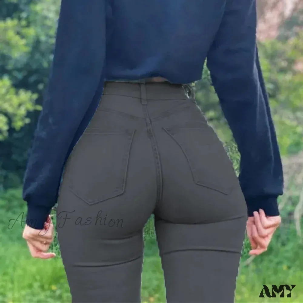 Amy Fashion - Plus Size Skinny Women's Stretch High Waisted Sexy Pencil Fashion Streetwears Elastici Slim Casual Denim Jean