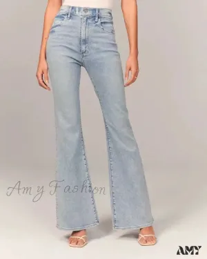 Amy Fashion - Stretch High Waist Slimming Skinny Flare Women's Casual Fashion Slim fit Small Summer 2024 New Jean