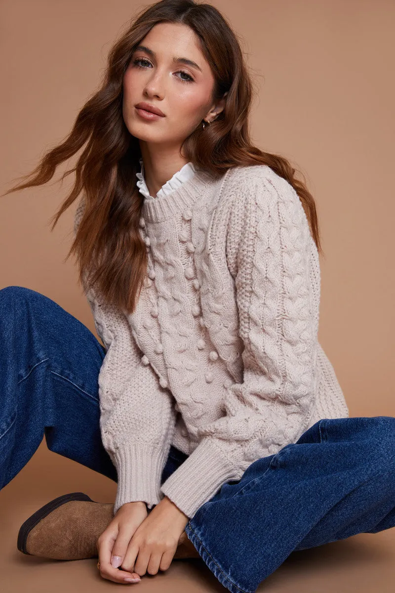 Another Sunday Cable Bobble Detail Knitted Jumper