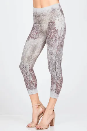 B2370CG M.Rena High Waist Cropped Legging w/ Paisley Coral Array