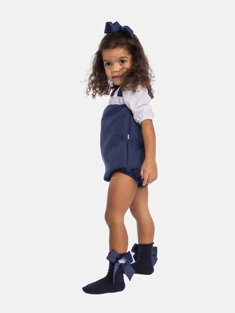 Baby Girl Almera Collection Spanish Romper-Navy Blue