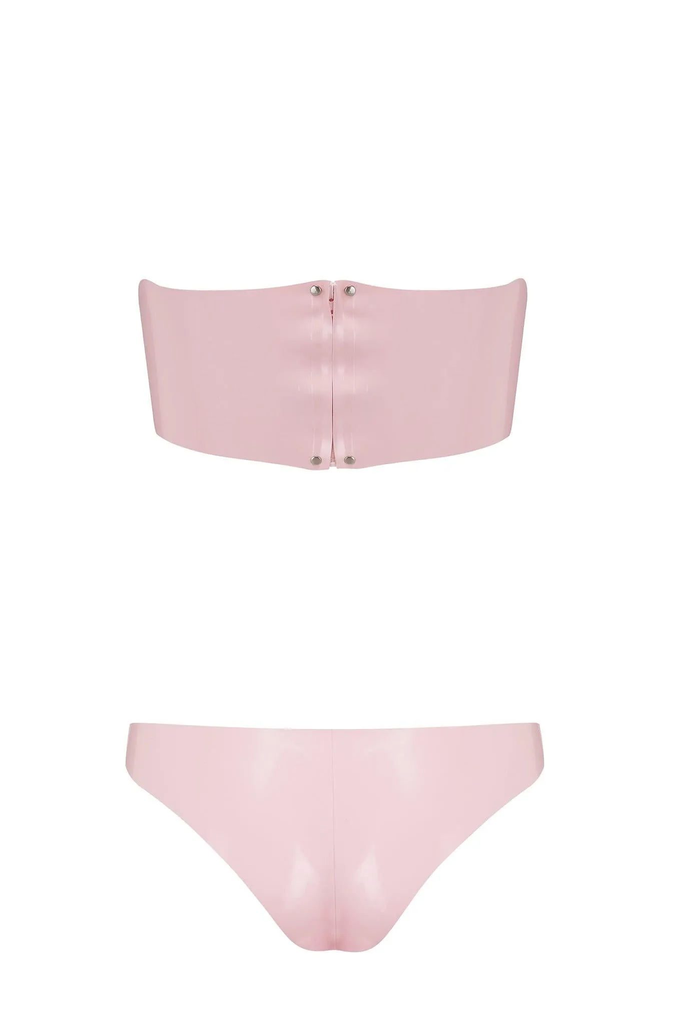 Bandeau Cheeky Baby Pink Latex Lingerie Set