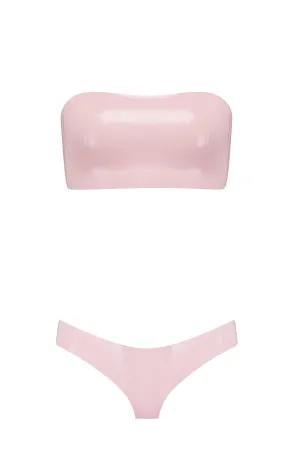 Bandeau Cheeky Baby Pink Latex Lingerie Set