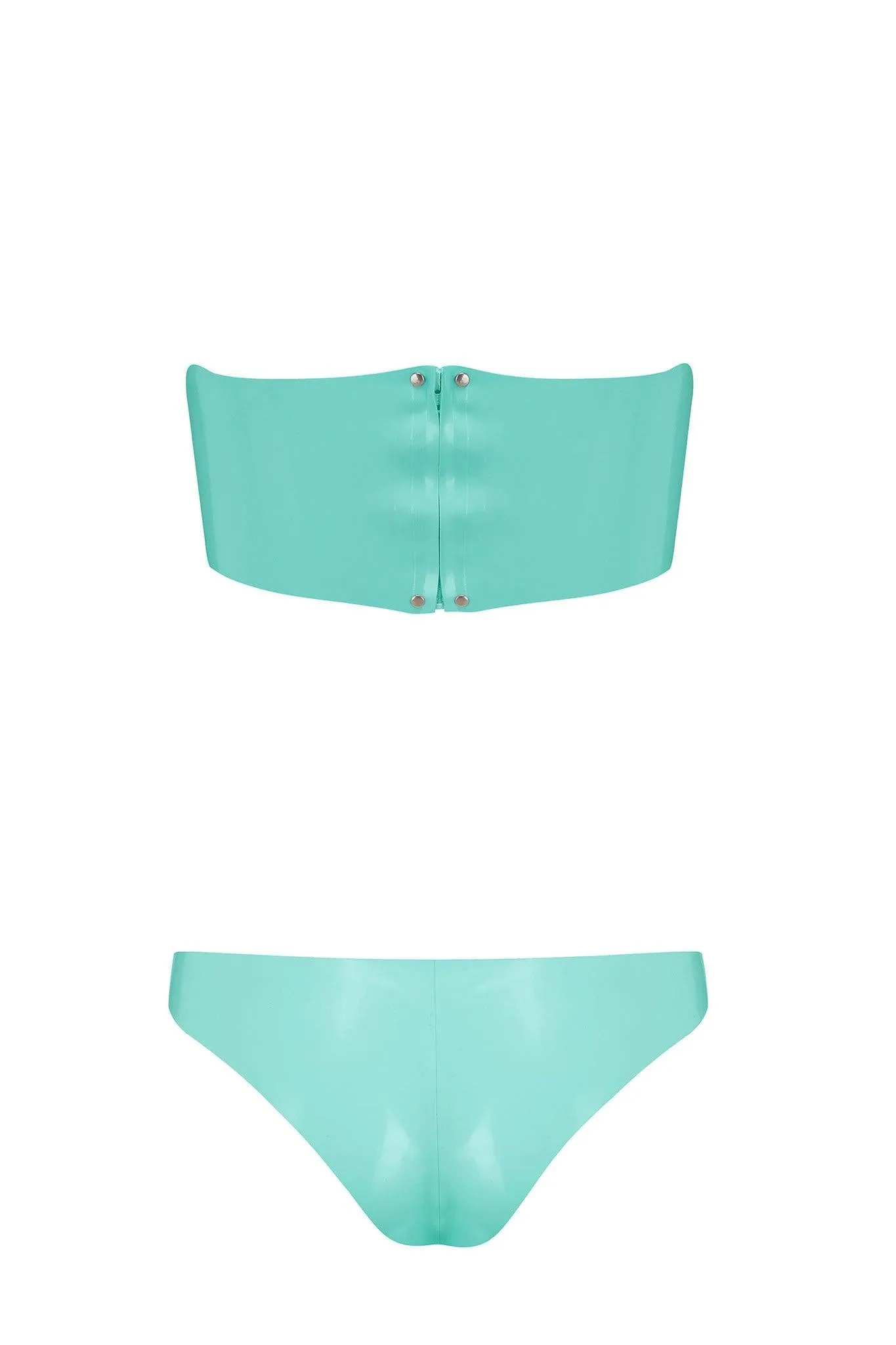 Bandeau Cheeky Jade Green Latex Lingerie Set
