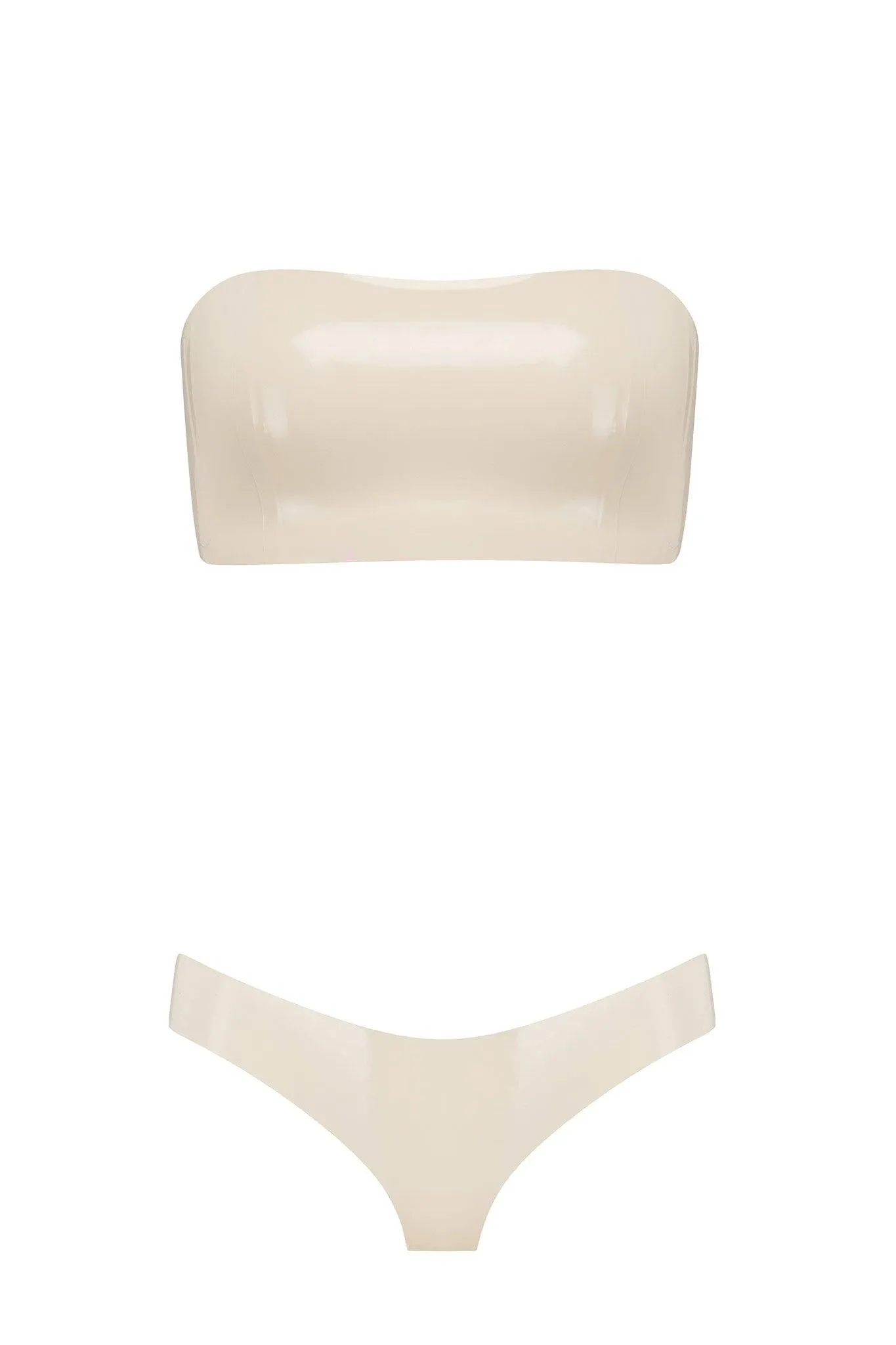 Bandeau Cheeky White Ivory Latex Lingerie Set