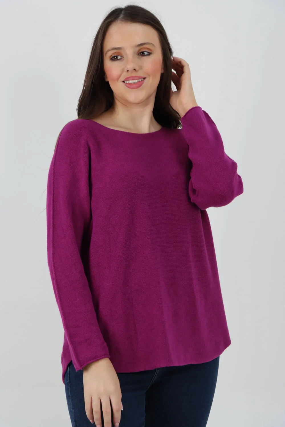 Basic Plain Knitted Jumper Top