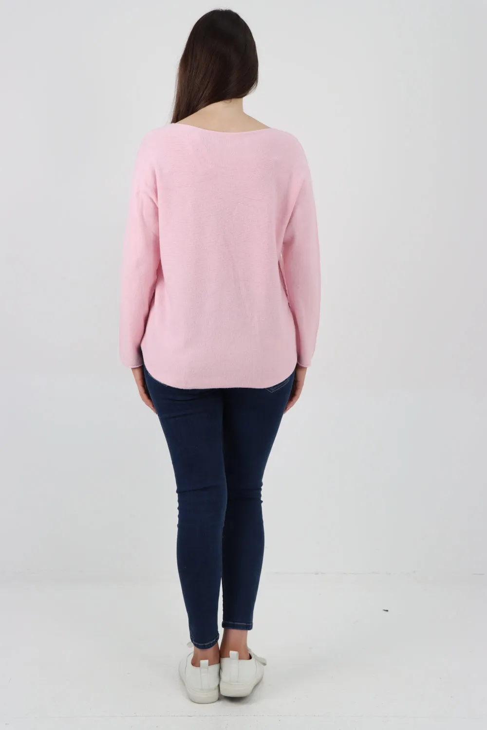 Basic Plain Knitted Jumper Top