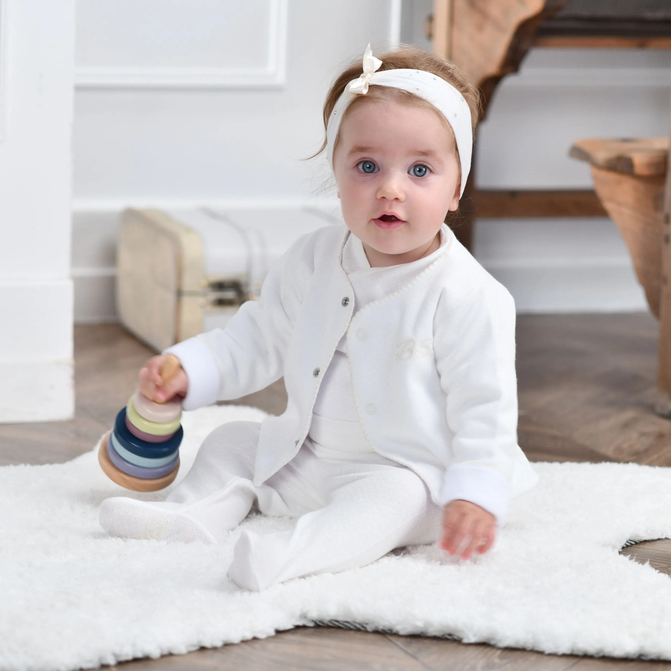 Bebe Sweeny Essentials | Baby Girls Ivory Cardigan & Leggings Gift Set (5)