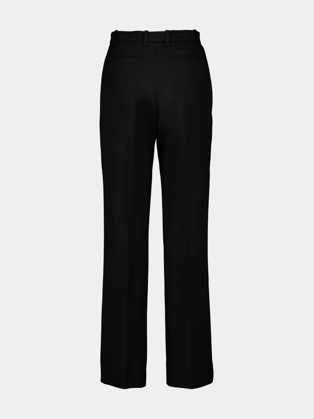Black Light Wool Crêpe Boot Cut Pants