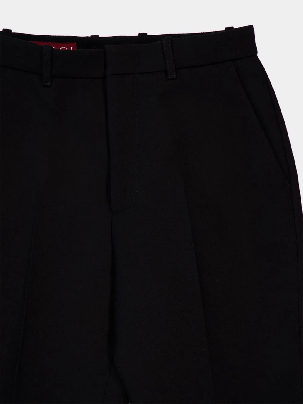 Black Light Wool Crêpe Boot Cut Pants