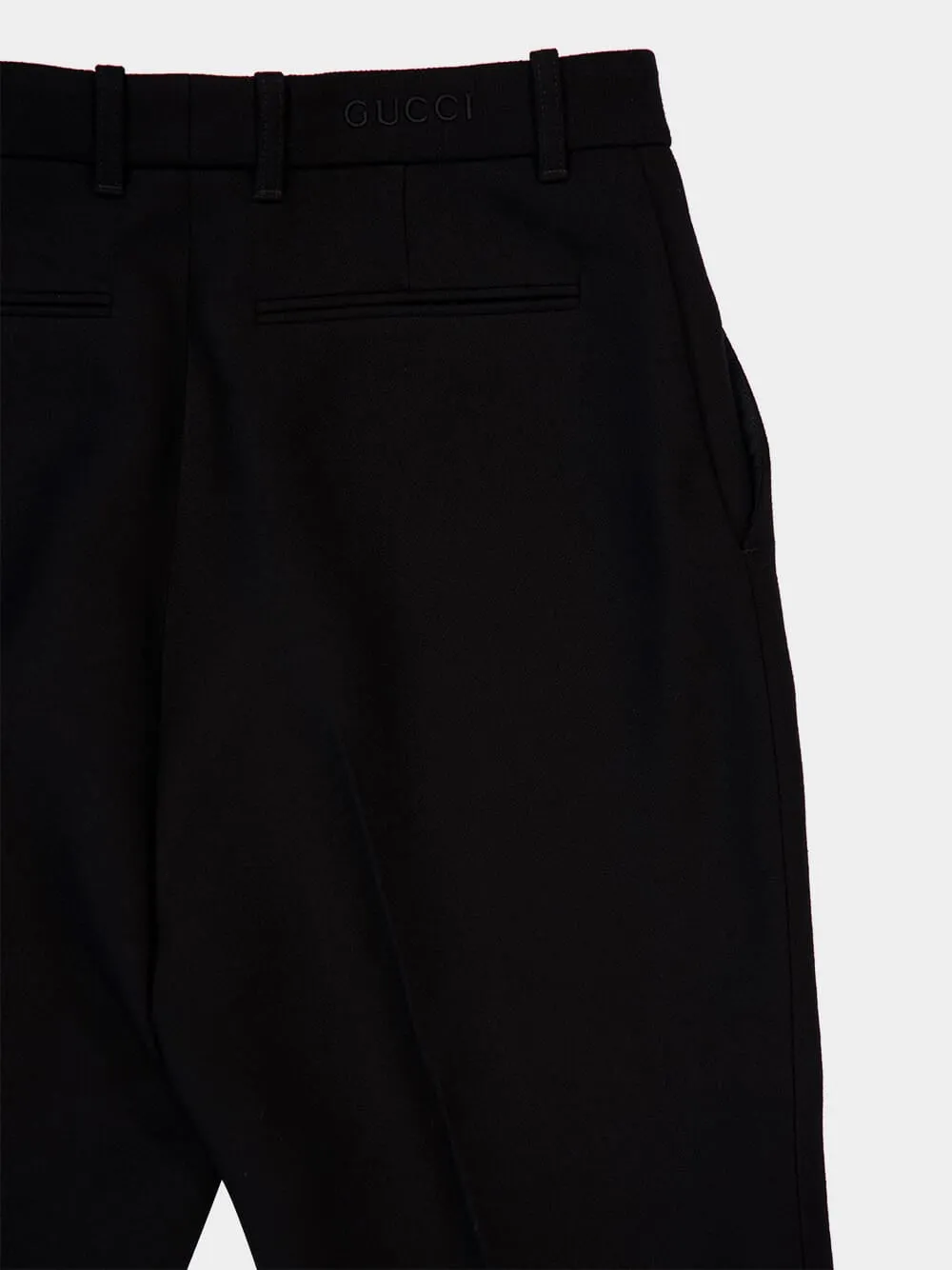 Black Light Wool Crêpe Boot Cut Pants