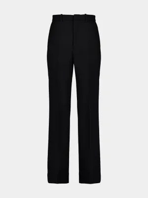 Black Light Wool Crêpe Boot Cut Pants