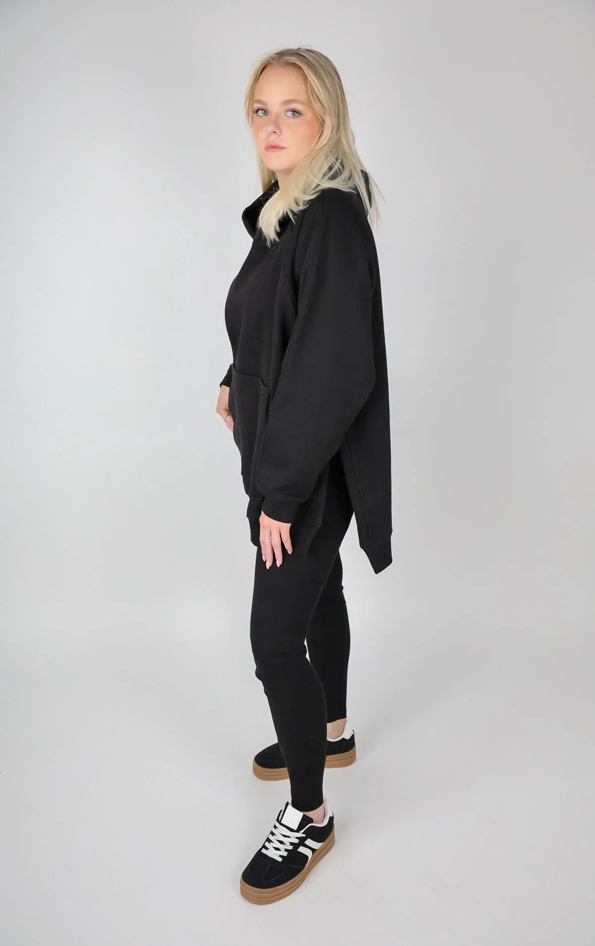 Black Oversized Leggings and Hoodie Set