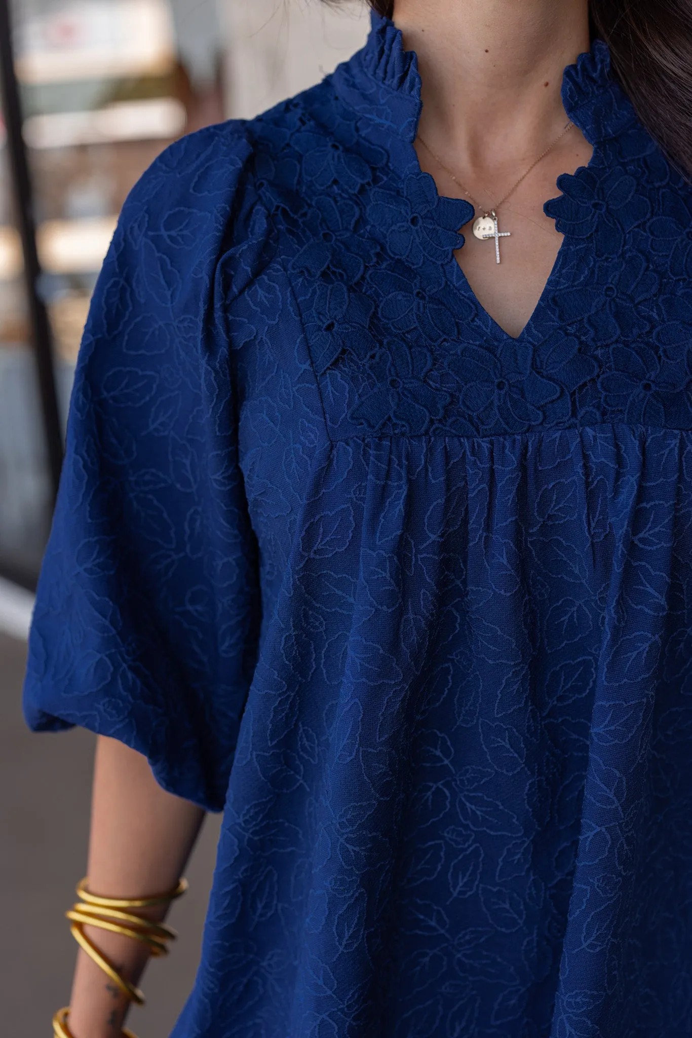 Blooming Lace Navy Babydoll Dress