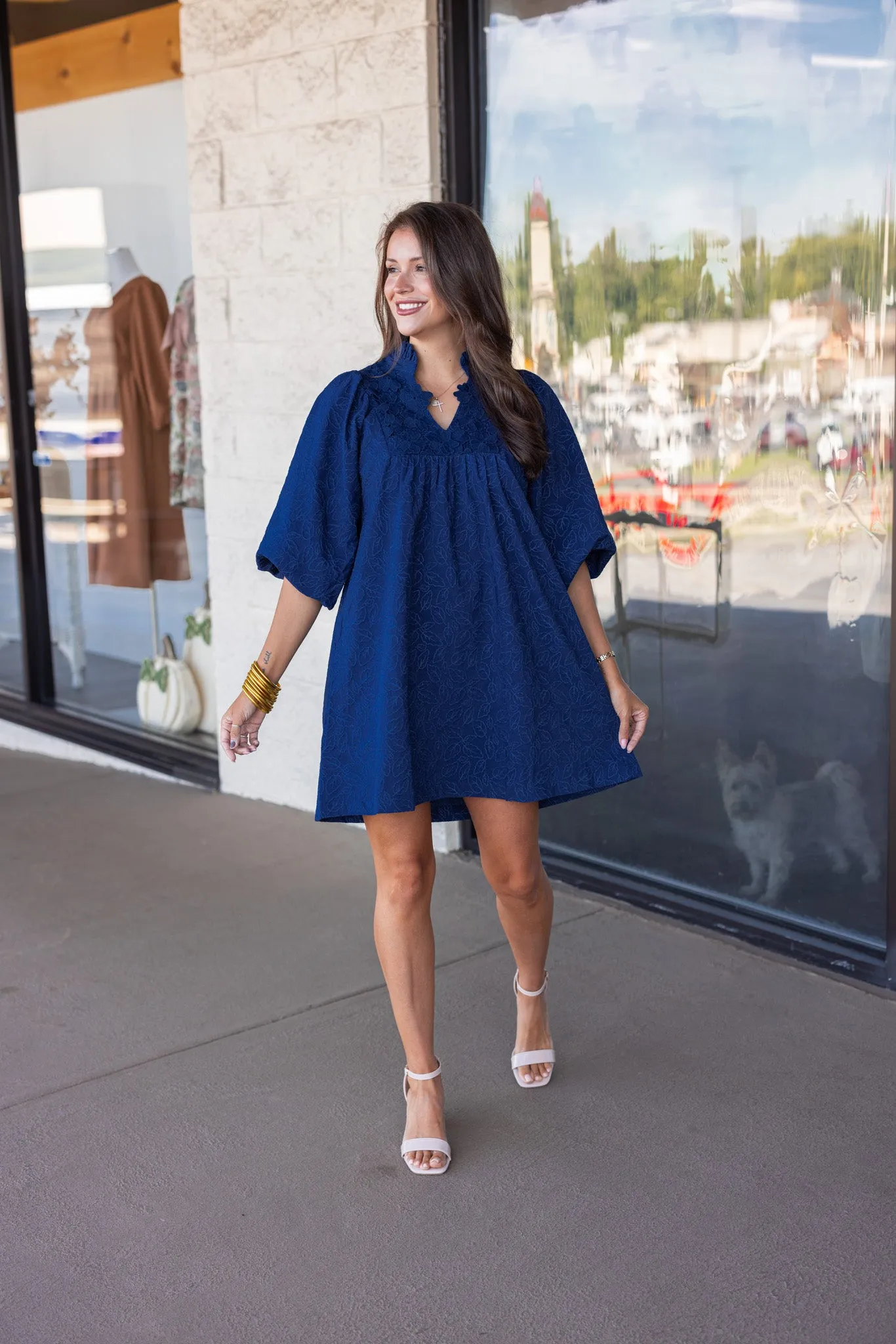 Blooming Lace Navy Babydoll Dress