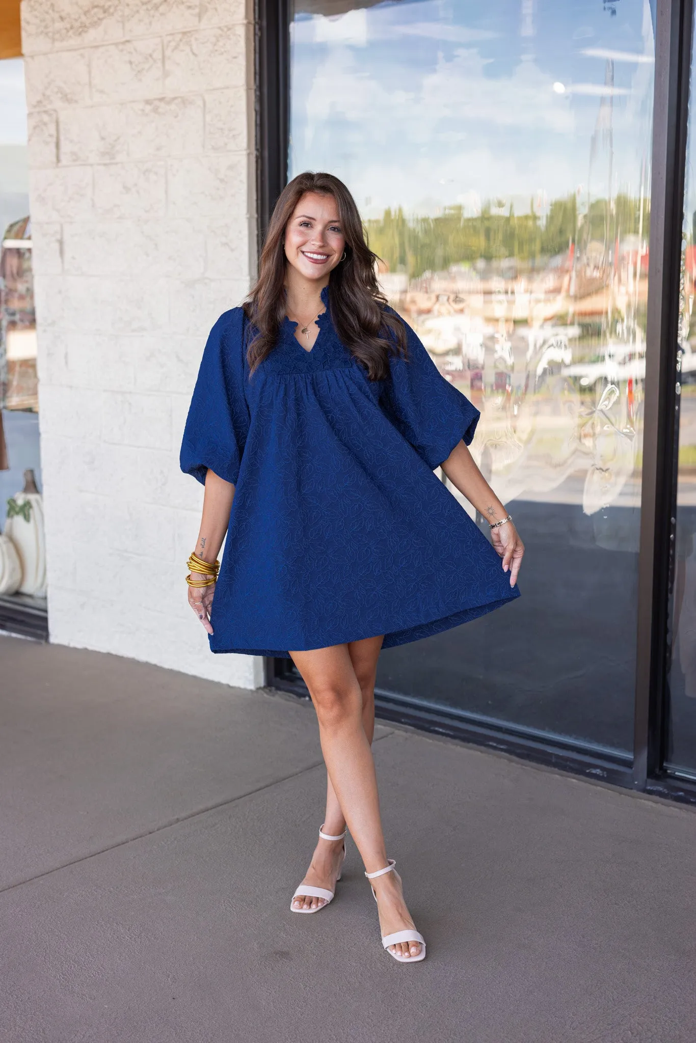 Blooming Lace Navy Babydoll Dress