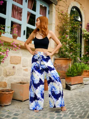 Blue Spirals Palazzo Wrap Pants