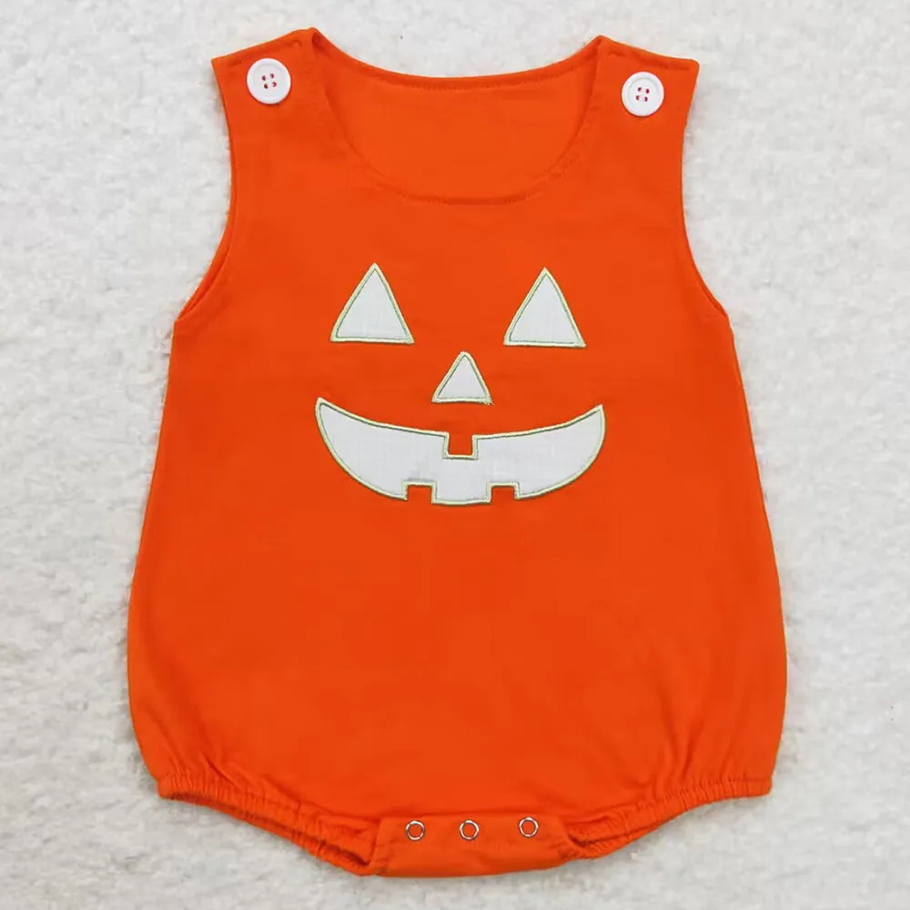 Boutique Infant Baby Girls Rompers Orange Halloween Ghost Shirt 2pcs Rompers Sets LR1703