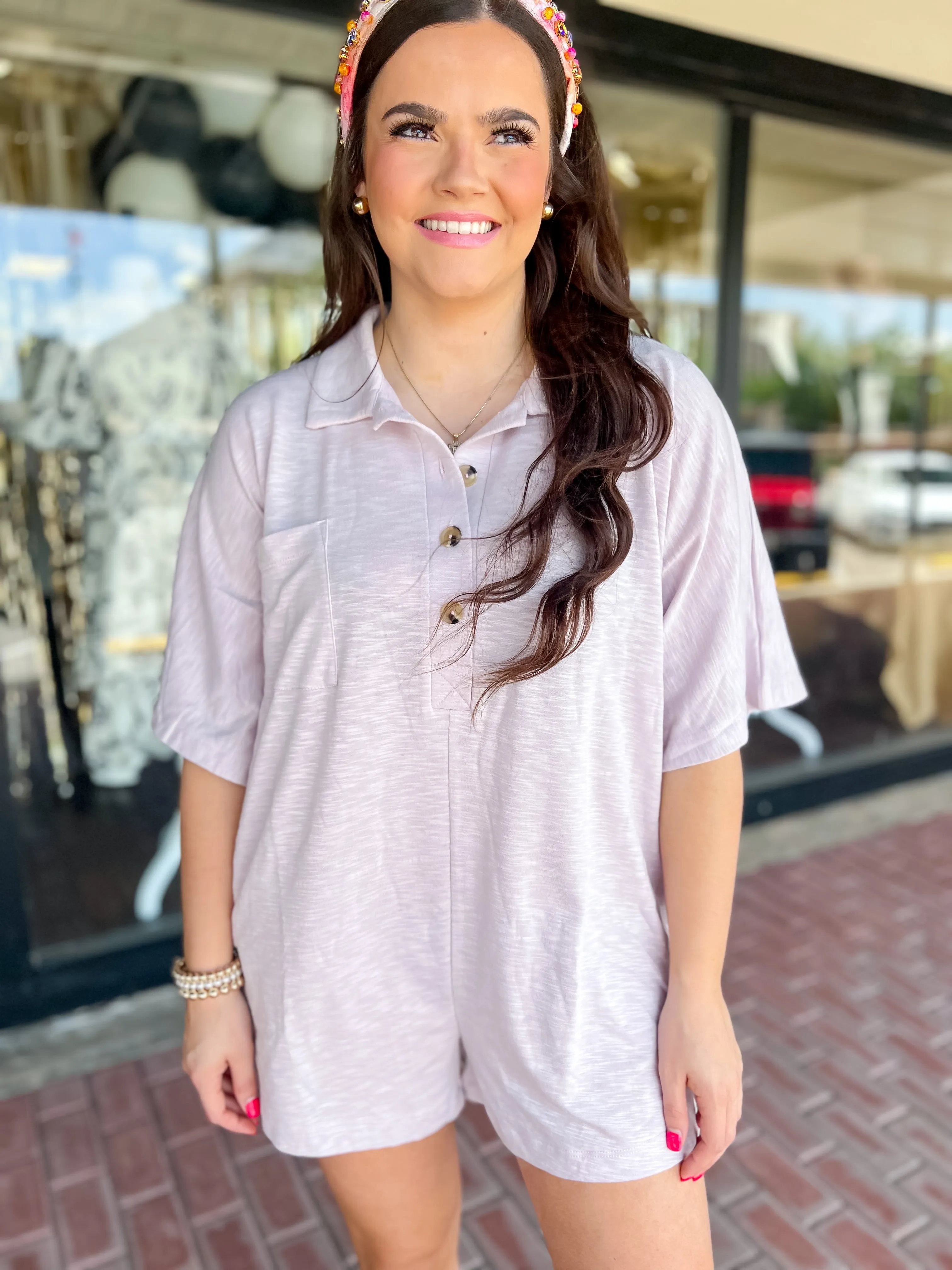 Breezy Chic Oversized Romper-Lavender