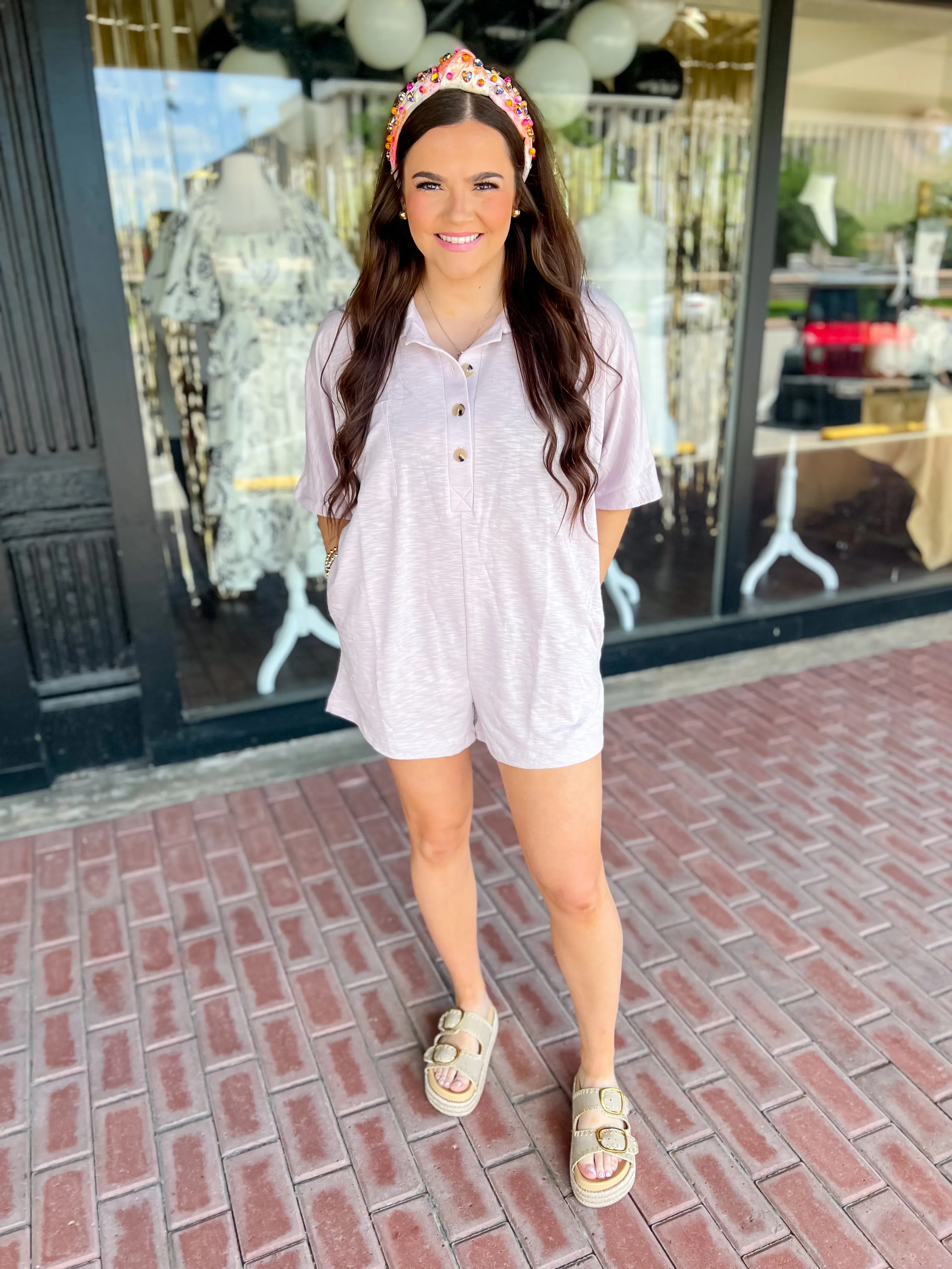 Breezy Chic Oversized Romper-Lavender