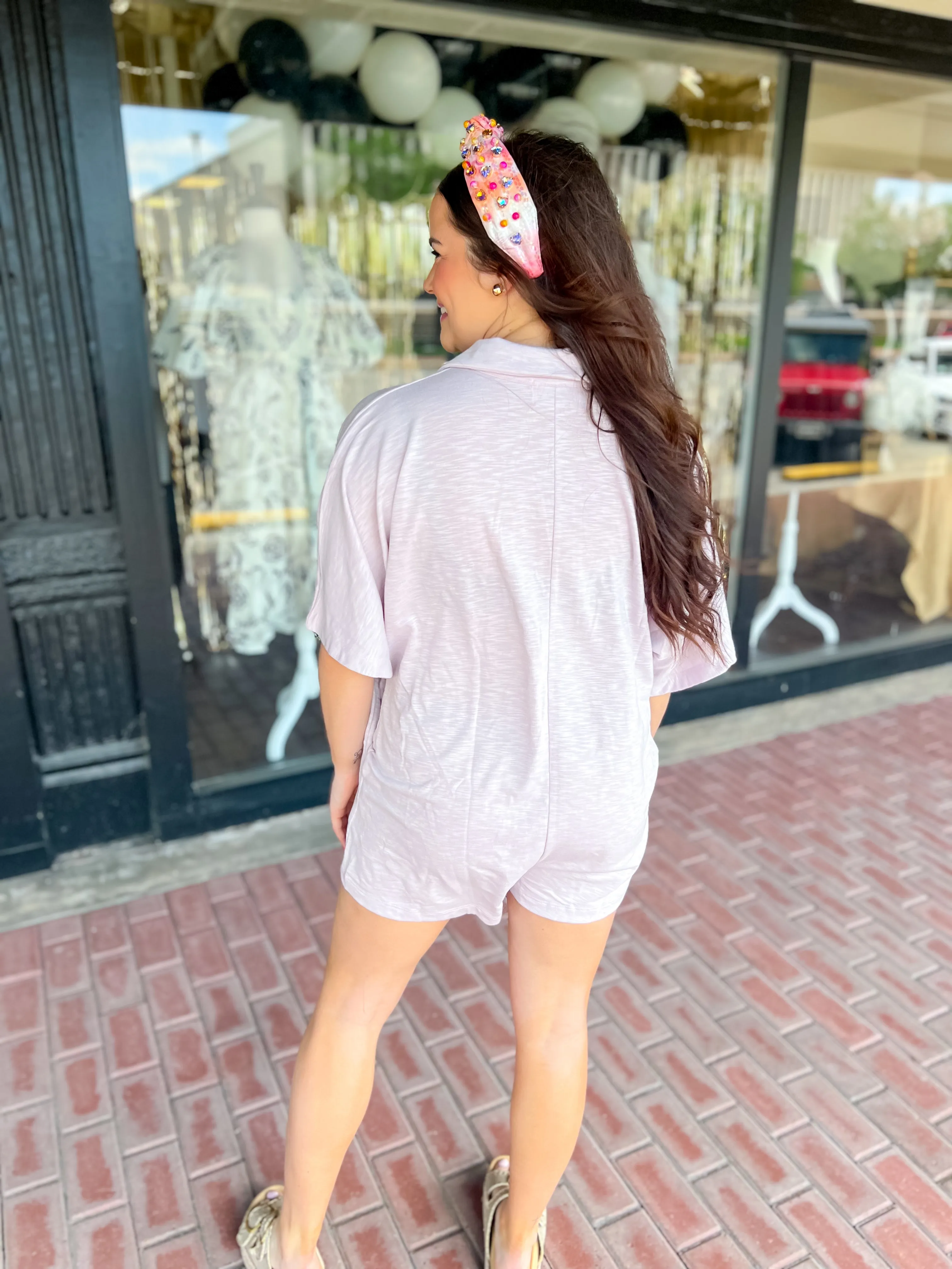 Breezy Chic Oversized Romper-Lavender