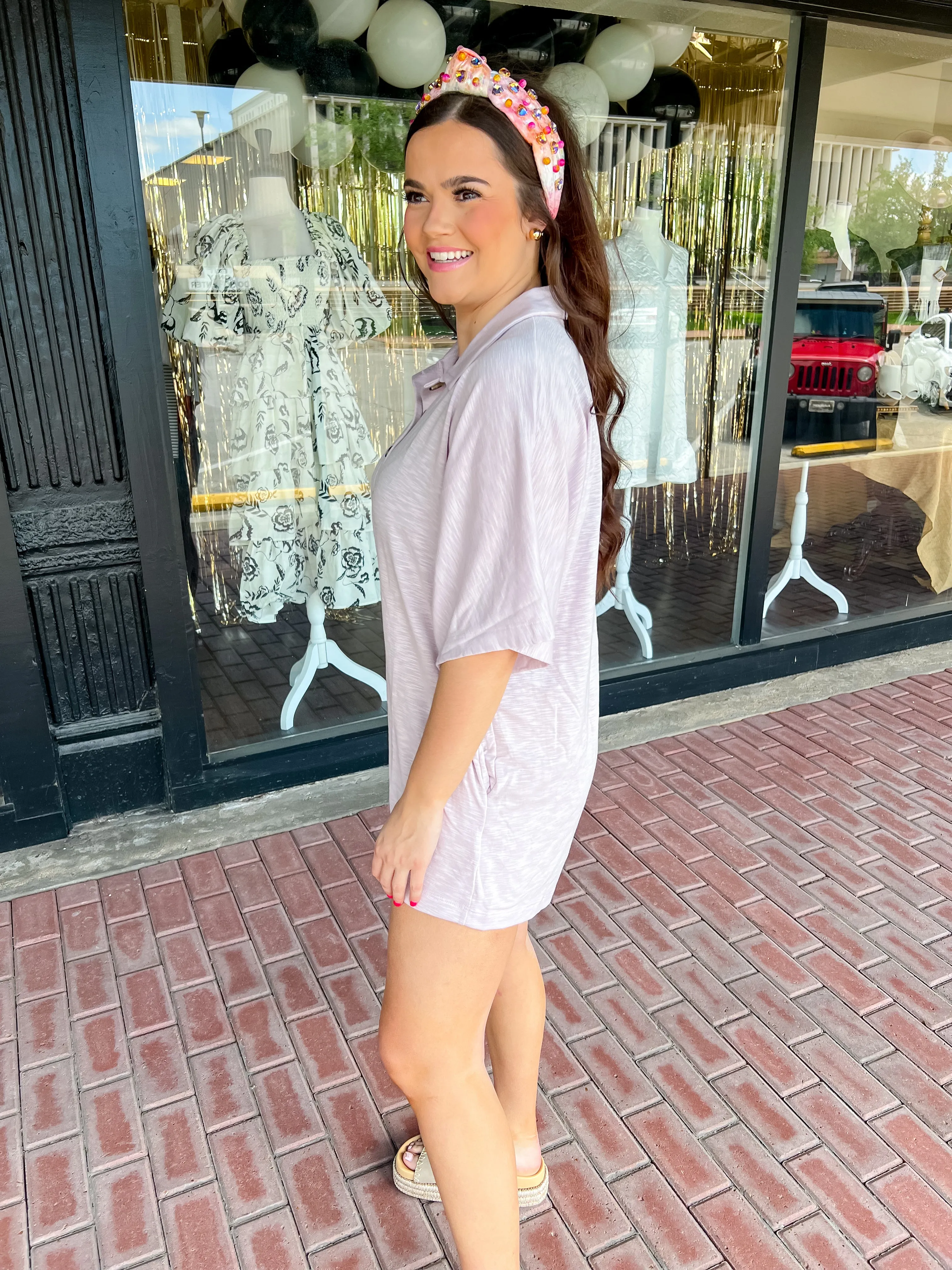 Breezy Chic Oversized Romper-Lavender