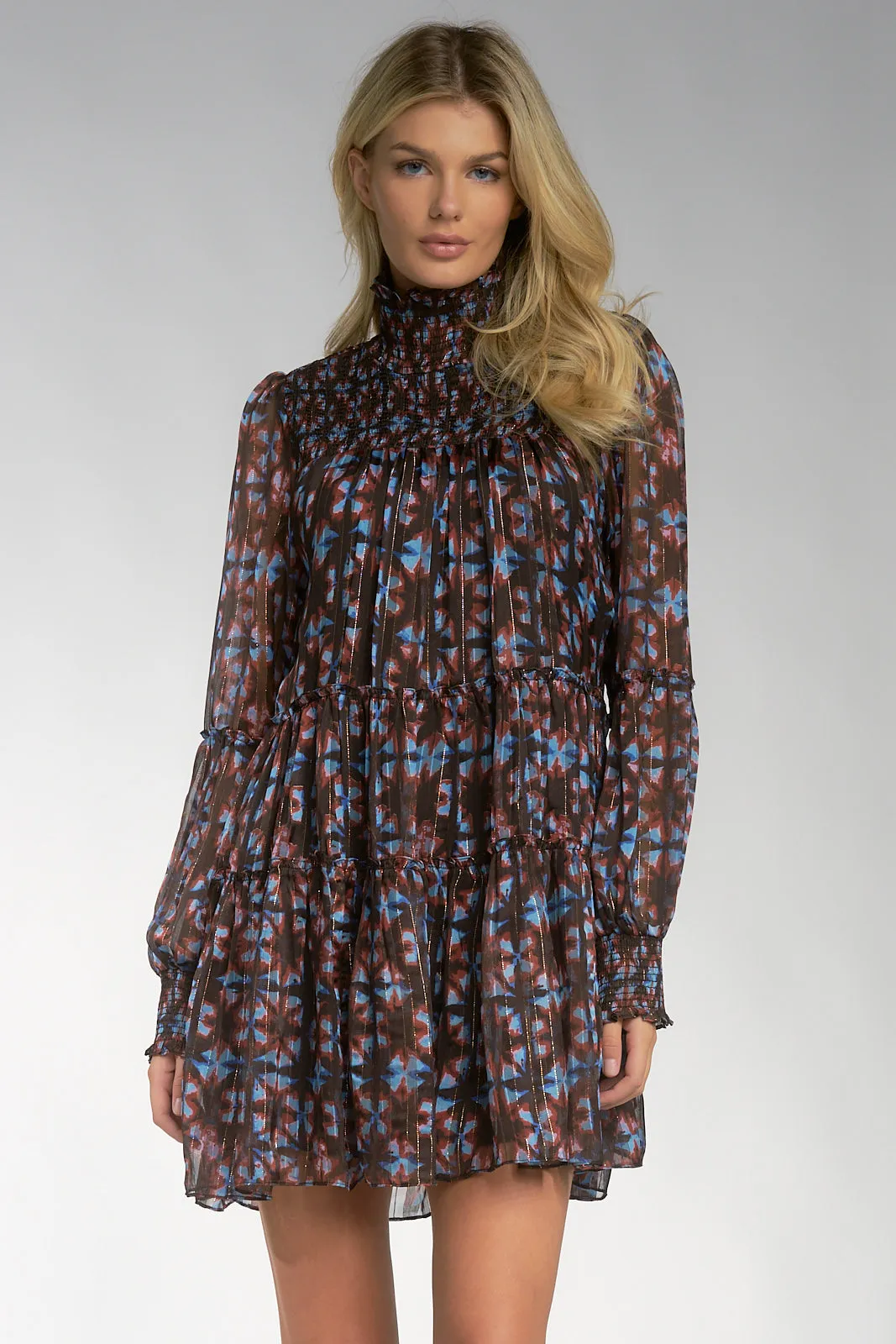Brown Geo Foil Celia Dress