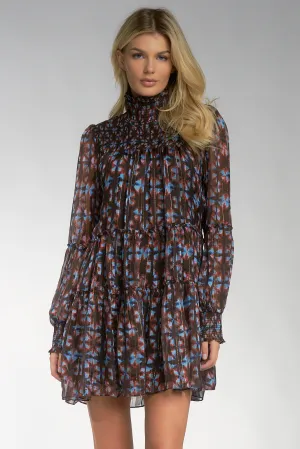 Brown Geo Foil Celia Dress