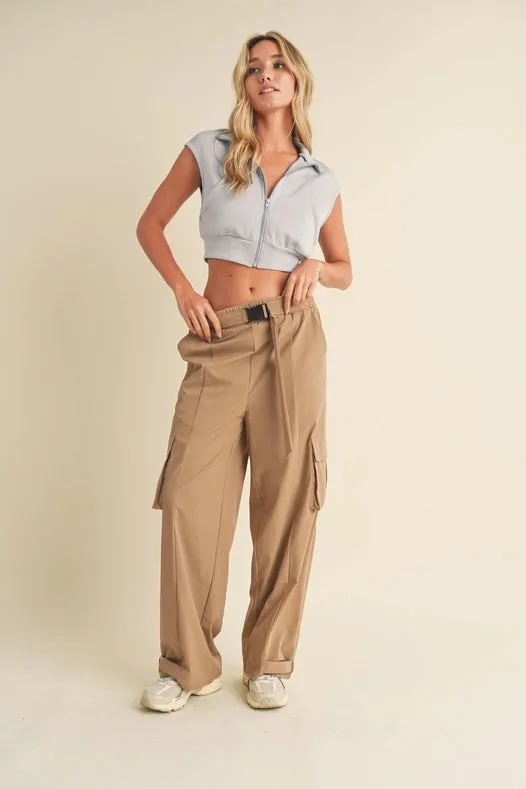 Butter-Soft Cropped Scuba Sleeveless Jacket Light Blue