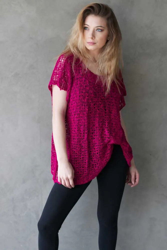 Cap Sleeved Popcorn Knit Top