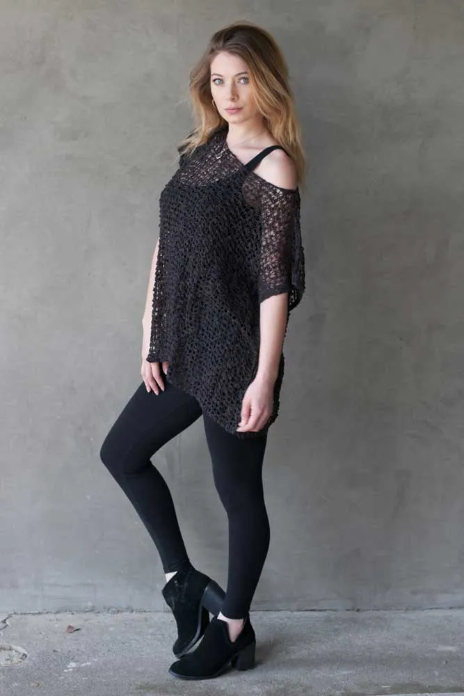 Cap Sleeved Popcorn Knit Top