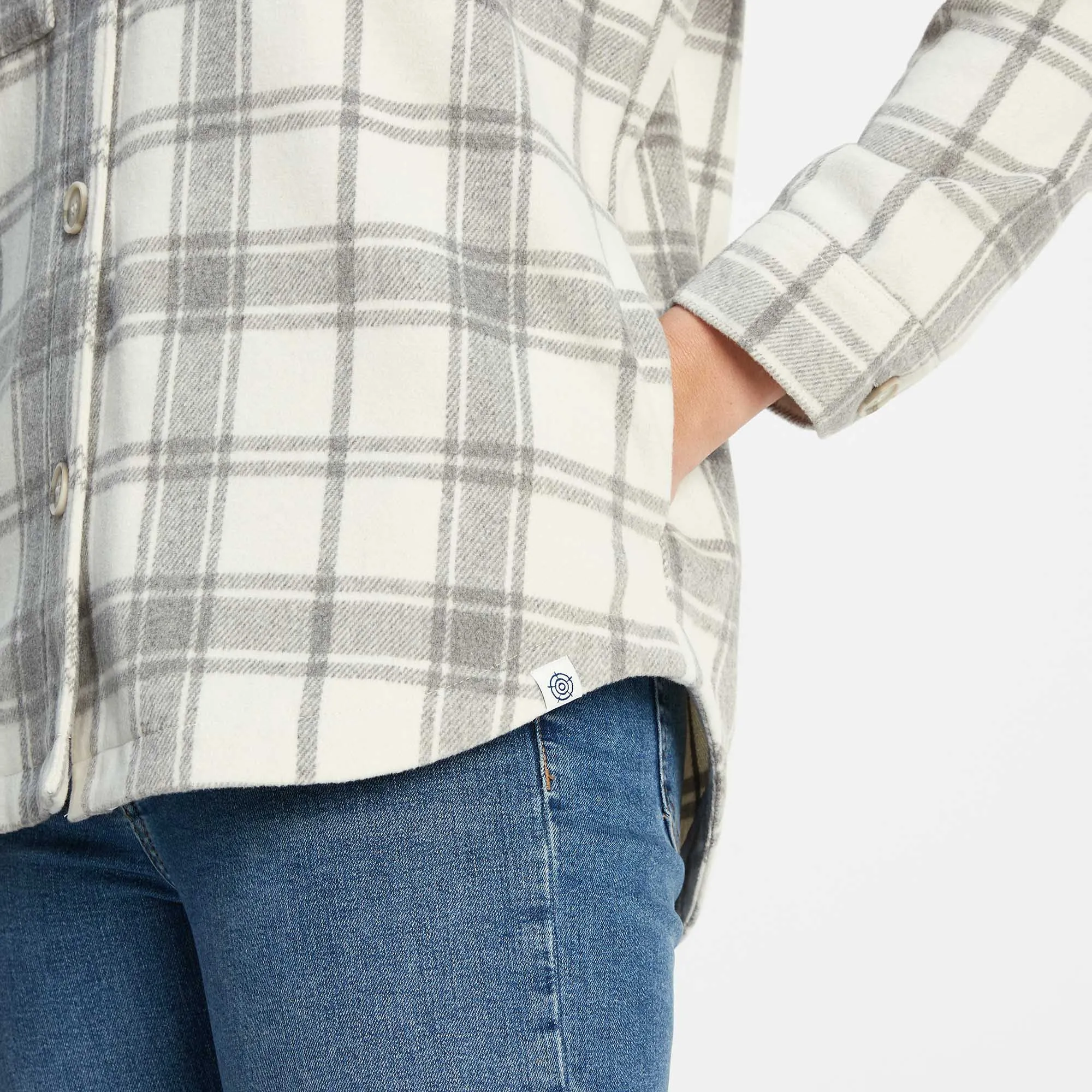 Carrie Womens Shacket - Light Grey Marl Check
