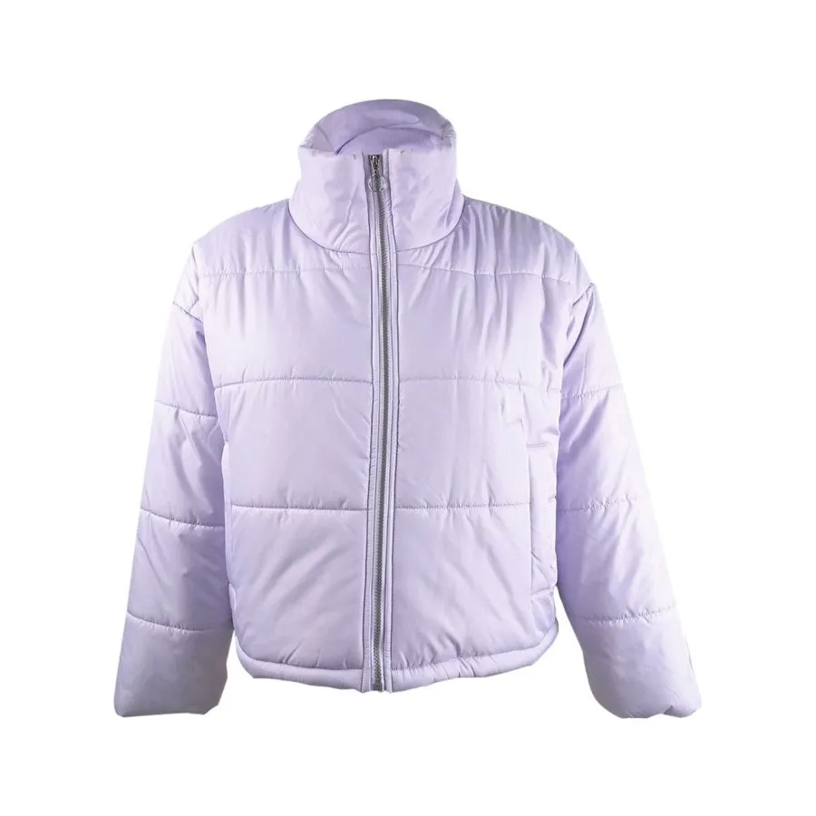 Celebrity Pink Juniors' Cropped Puffer Coat Purple