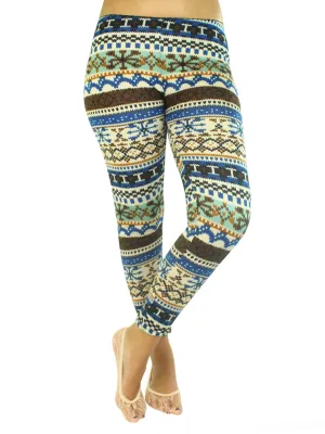 Colorful Holiday Snowflake Print Leggings