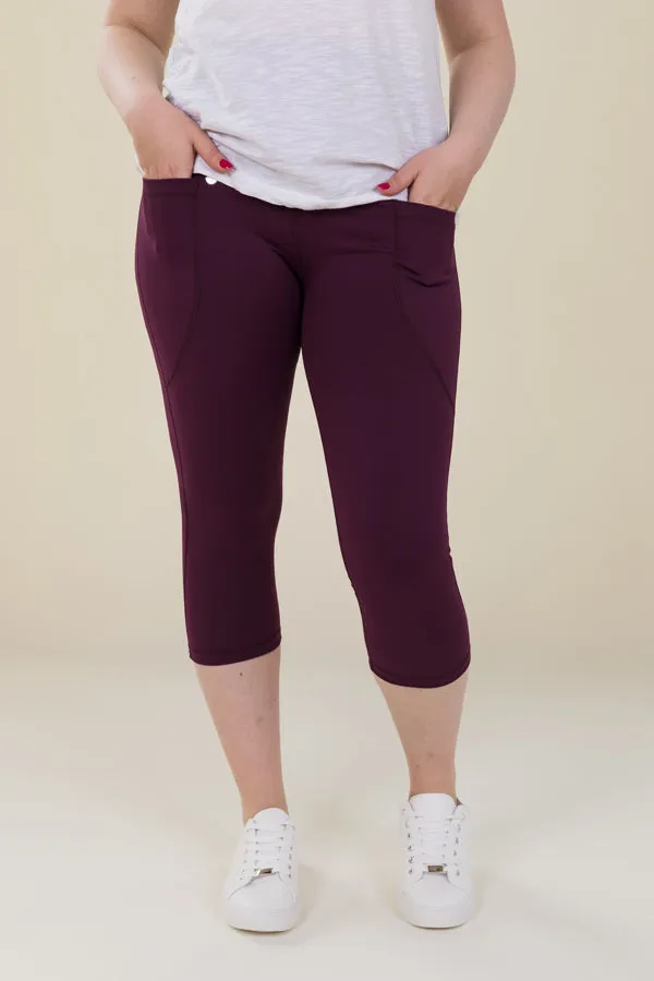 Comfort Max Plum 2 Pocket Cropped Leggings