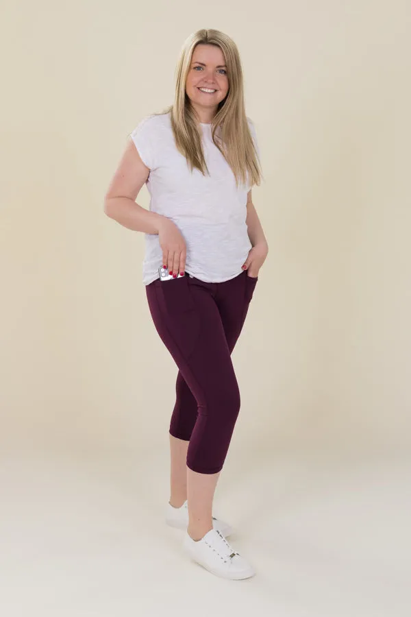 Comfort Max Plum 2 Pocket Cropped Leggings