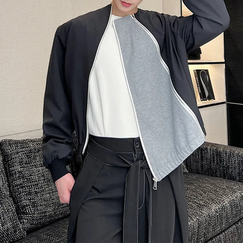 Contrast Panel Zip Cropped Jacket