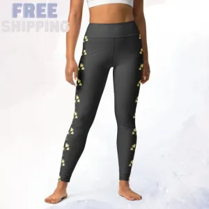 Cream Flower Grey Comfy Leggings