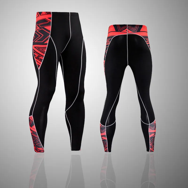 Crimson Abstract Long Sleeve No Gi BJJ Compression Rash Guard & Leggings/Spats for Jiu Jitsu, MMA, Grappling and Wrestling Kit