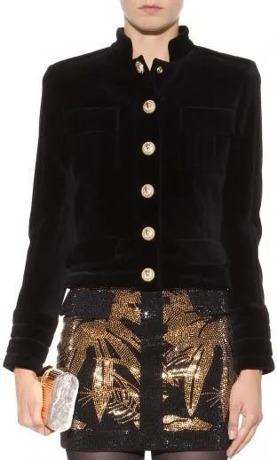 Cropped Velvet Jacket - Black or Blue