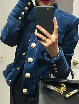 Cropped Velvet Jacket - Black or Blue