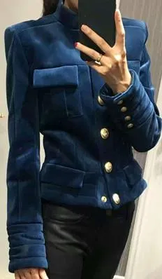 Cropped Velvet Jacket - Black or Blue