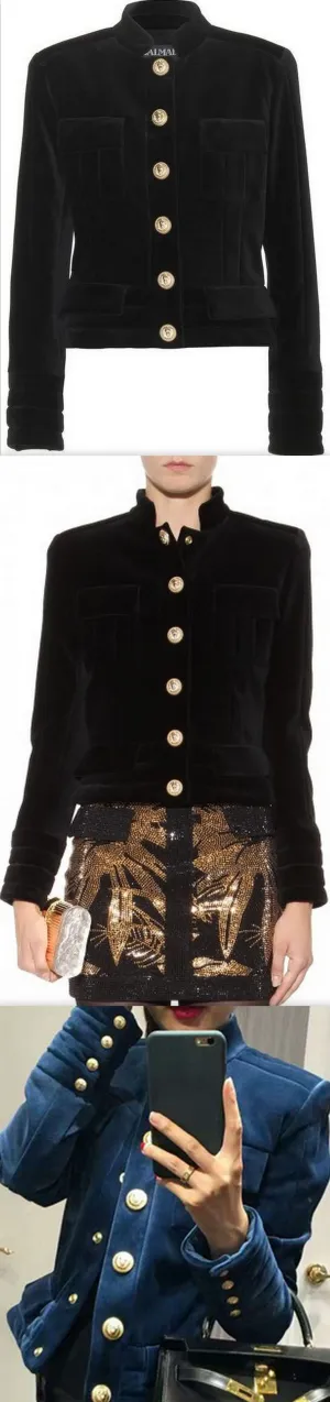 Cropped Velvet Jacket - Black or Blue
