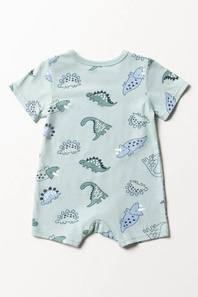 Dino Baby Romper Green