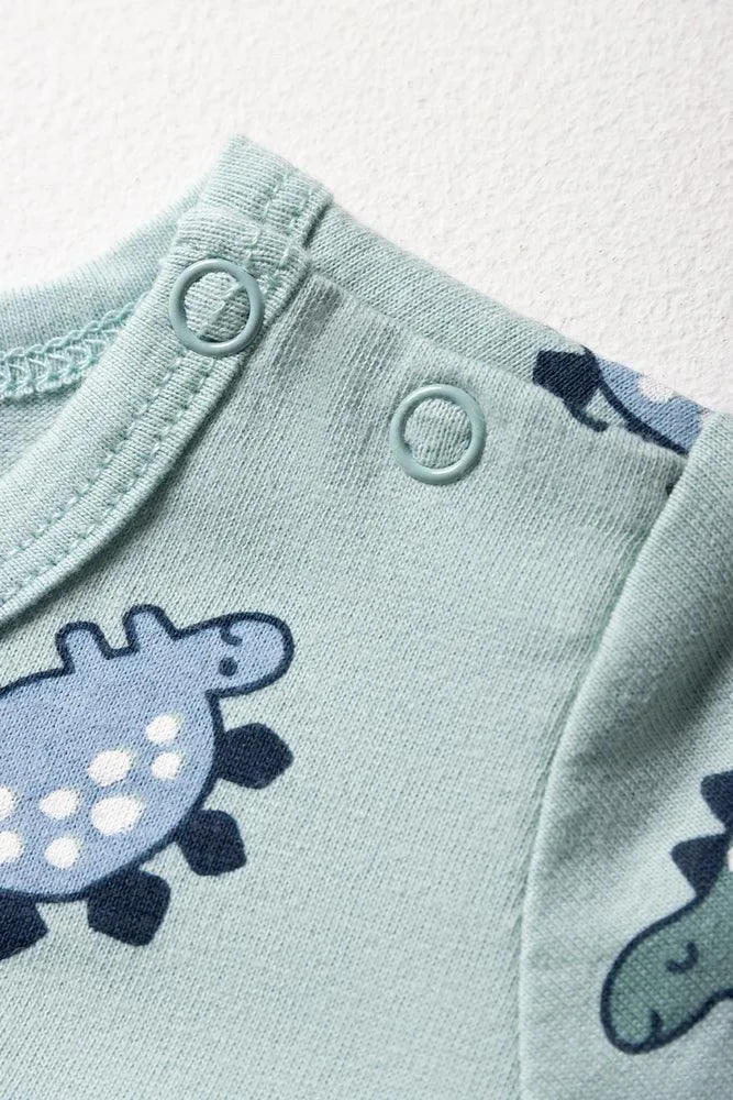 Dino Baby Romper Green